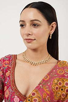 Gold Finish Zircons Necklace Set
