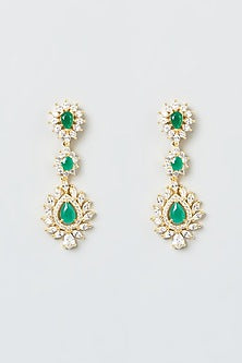 Gold Finish Zircon & Green Stones Necklace Set