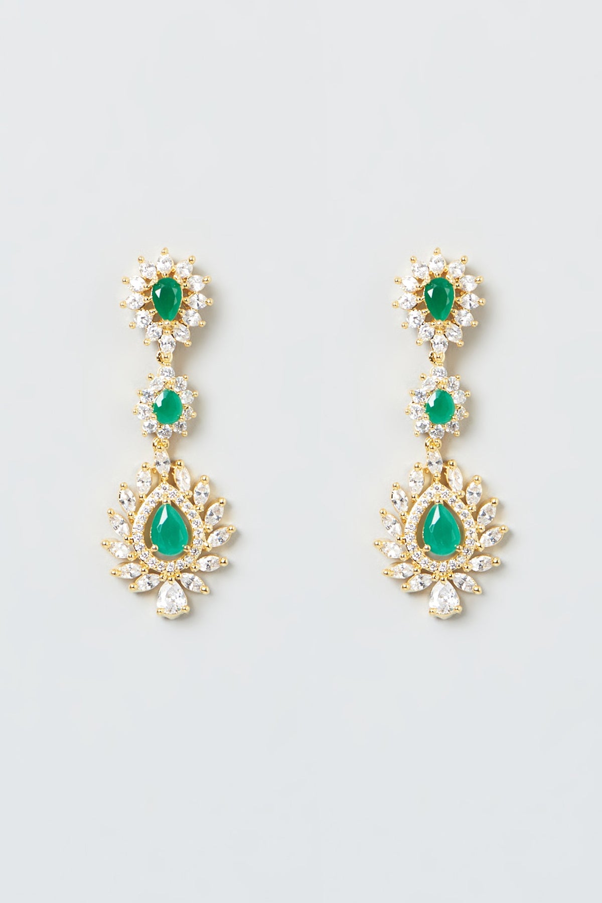 Gold Finish Zircon & Green Stones Necklace Set