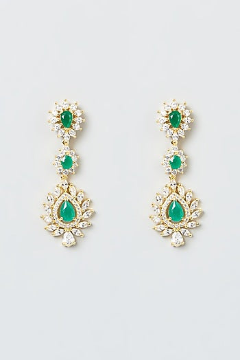 Gold Finish Zircon & Green Stones Necklace Set