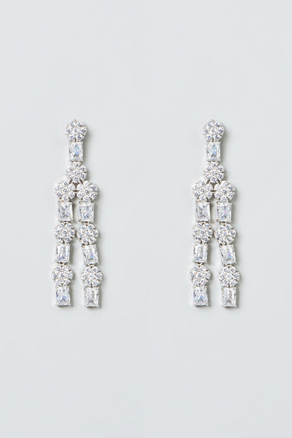 White Finish Zircons Layered Necklace Set