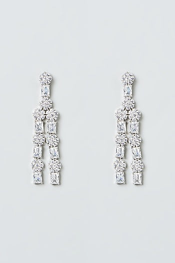 White Finish Zircons Layered Necklace Set