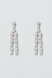 White Finish Zircons Layered Necklace Set