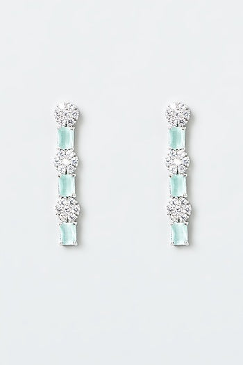 White Finish Zircon & Turquoise Stone Necklace Set