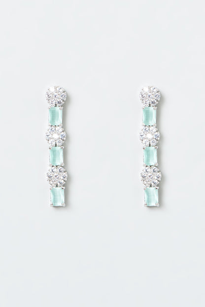 White Finish Zircon & Turquoise Stone Necklace Set