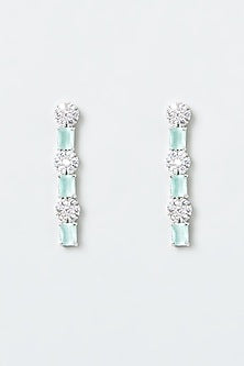 White Finish Zircon & Turquoise Stone Necklace Set