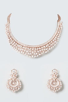Rose Gold Finish Zircon Necklace Set