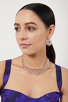 Rose Gold Finish Zircon Necklace Set