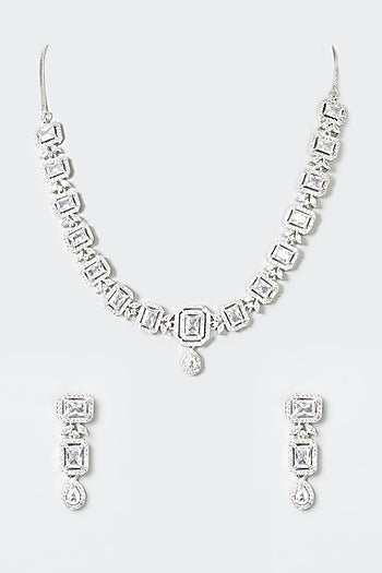 White Finish Zircon Necklace Set