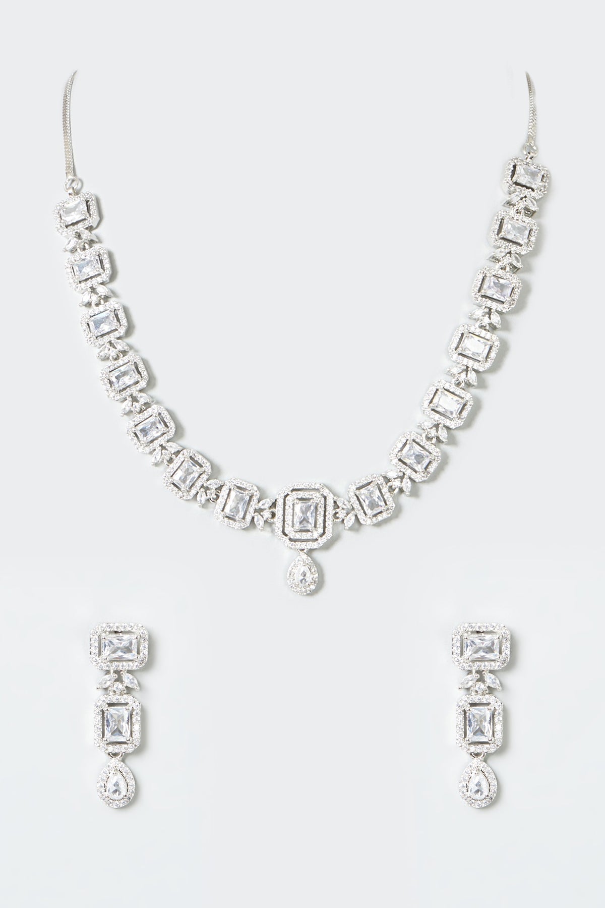 White Finish Zircon Necklace Set