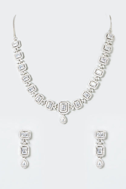 White Finish Zircon Necklace Set