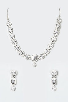 White Finish Zircon Necklace Set