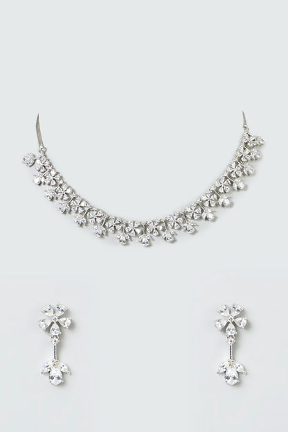White Finish Zircon Necklace Set