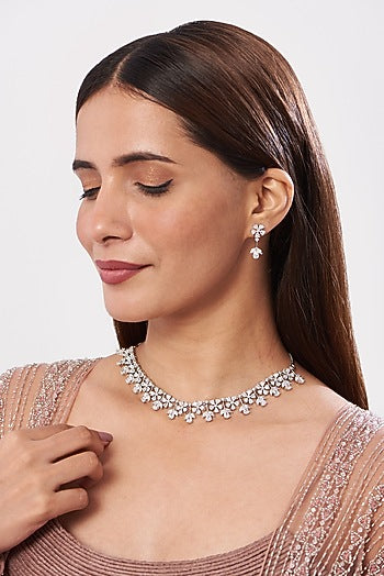 White Finish Zircon Necklace Set