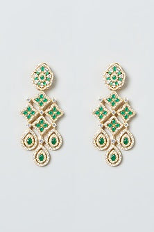 Gold Finish Green Synthetic Stone Choker Necklace Set