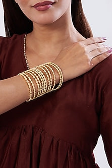 Gold Finish Zircon Bangles (Set of 12)