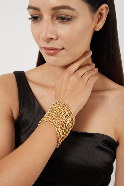 Gold Finish Bangles With Zircons (Set of 12)