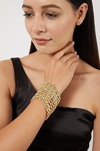Gold Finish Bangles With Zircons (Set of 12)
