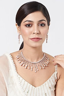 Rose Gold Finish Zircon Choker Necklace Set
