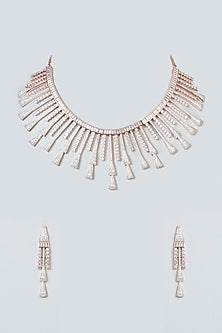 Rose Gold Finish Zircon Choker Necklace Set