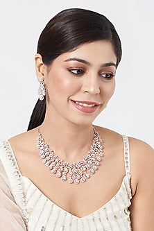 Rose Gold Finish Zircon Choker Necklace Set