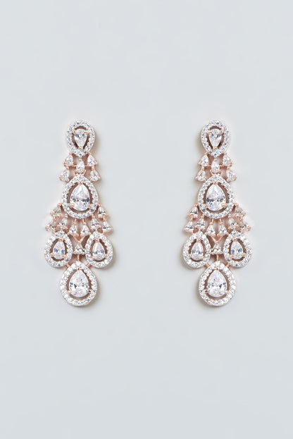 Rose Gold Finish Zircon Choker Necklace Set