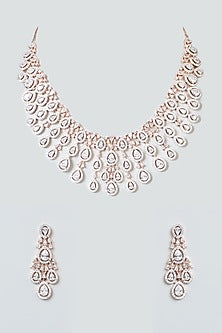 Rose Gold Finish Zircon Choker Necklace Set