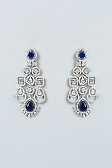 White Finish Blue Synthetic Stone & Zircon Necklace Set