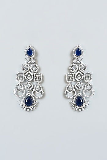 White Finish Blue Synthetic Stone & Zircon Necklace Set