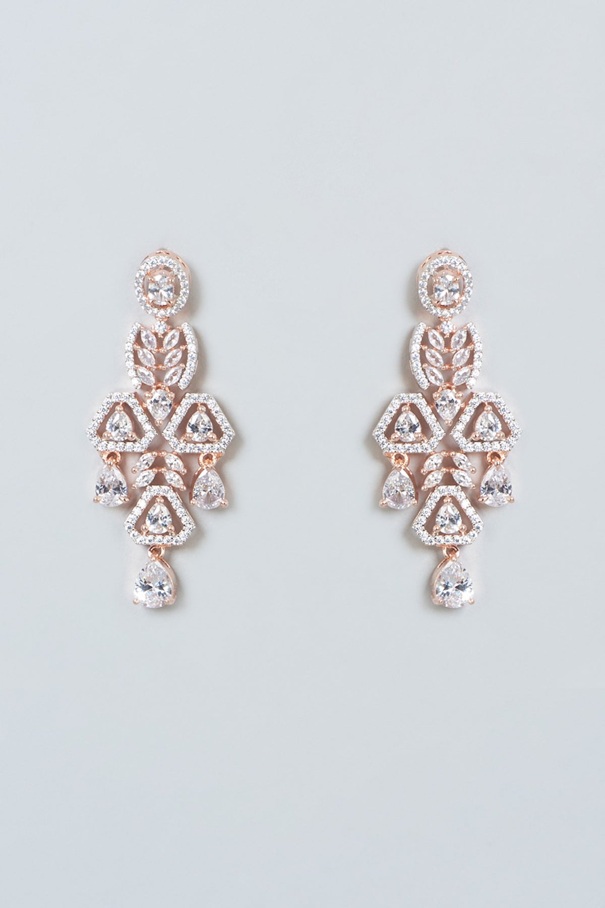 Rose Gold Finish Zircon Dangler Earrings