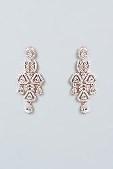 Rose Gold Finish Zircon Dangler Earrings