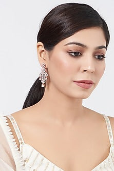 Rose Gold Finish Zircon Dangler Earrings