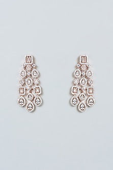 Rose Gold Finish Zircon Dangler Earrings