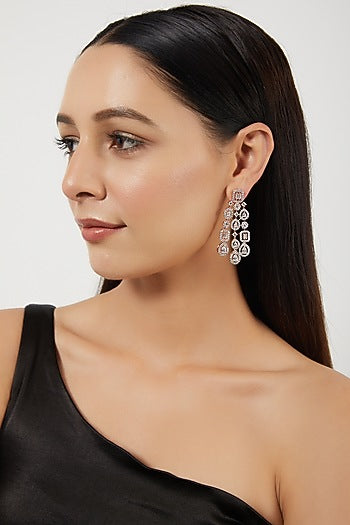 Rose Gold Finish Zircon Dangler Earrings