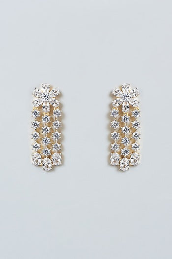 Gold Finish Zircon Dangler Earrings