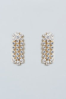 Gold Finish Zircon Dangler Earrings