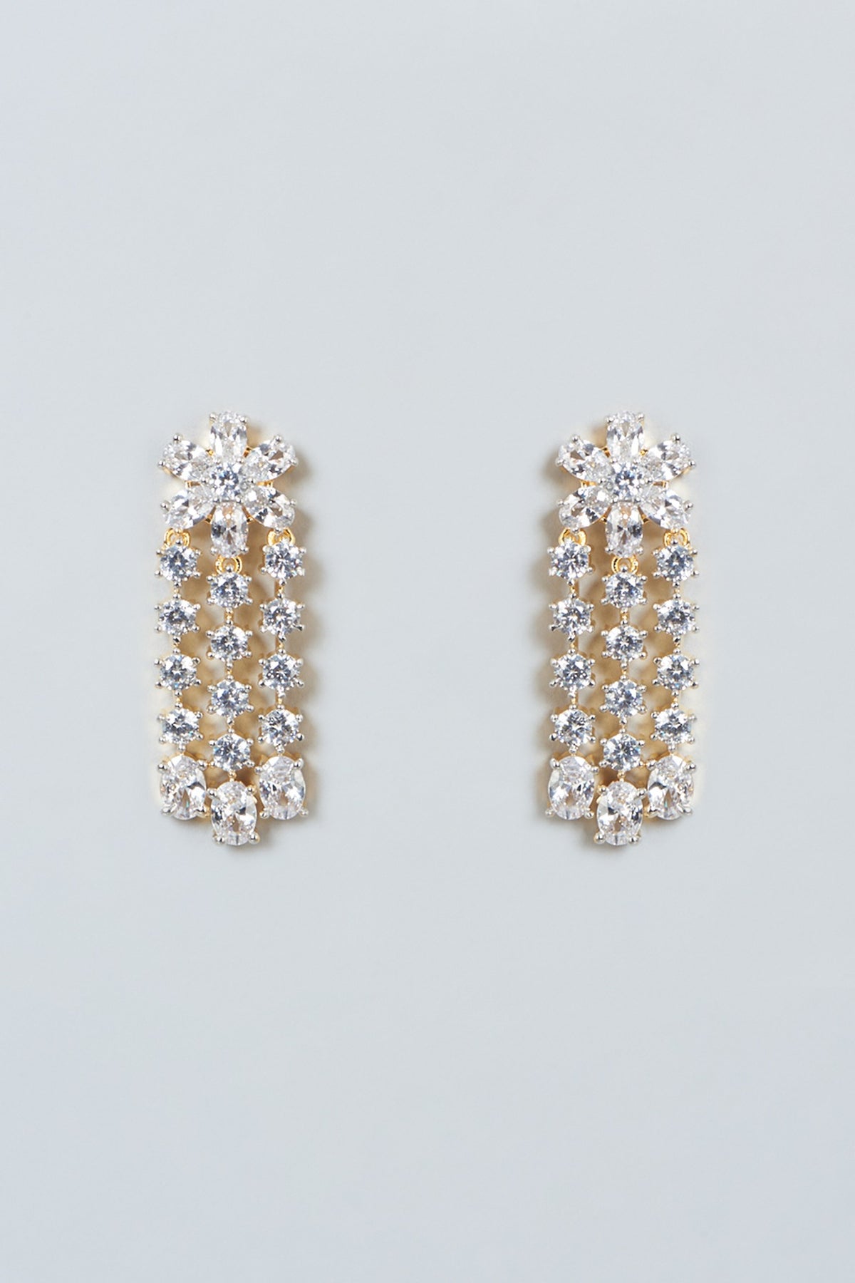 Gold Finish Zircon Dangler Earrings