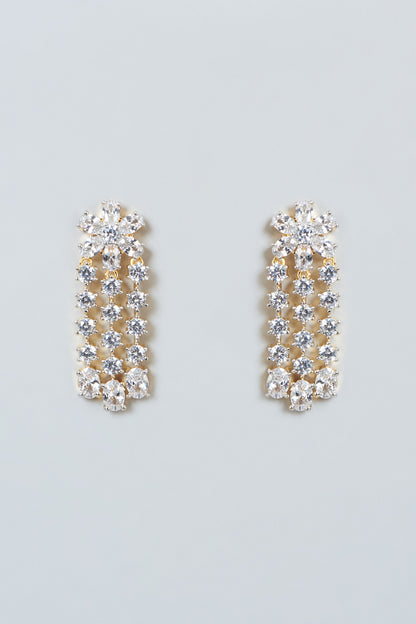 Gold Finish Zircon Dangler Earrings