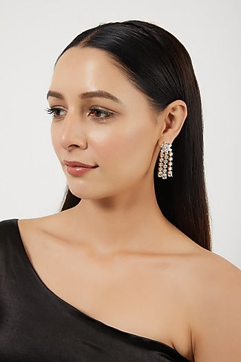Gold Finish Zircon Dangler Earrings