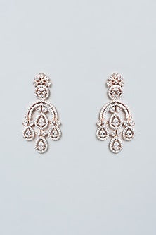 Rose Gold Finish Zircon Dangler Earrings