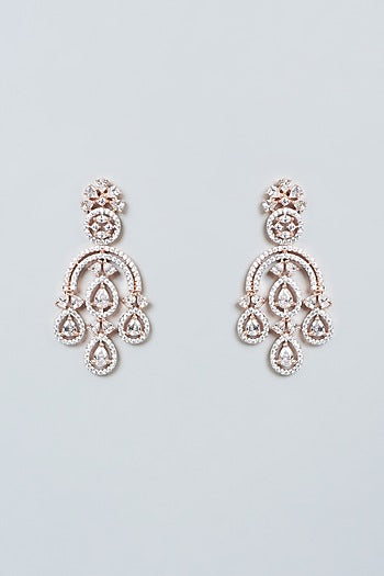 Rose Gold Finish Zircon Dangler Earrings