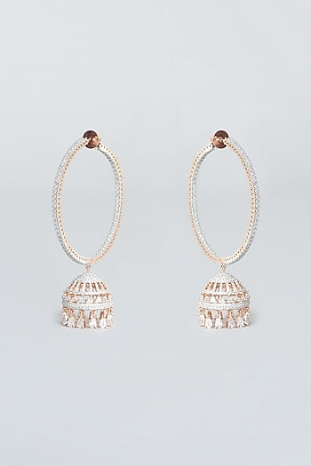Rose Gold Finish Zircon Dangler Earrings