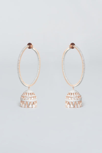 Rose Gold Finish Zircon Dangler Earrings
