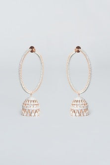 Rose Gold Finish Zircon Dangler Earrings