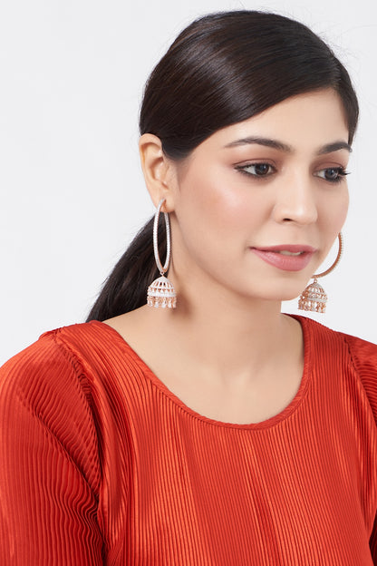 Rose Gold Finish Zircon Dangler Earrings