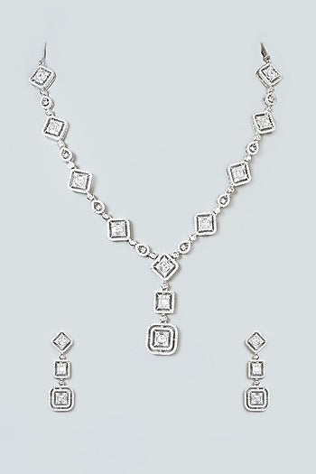 White Finish Zircon Necklace Set