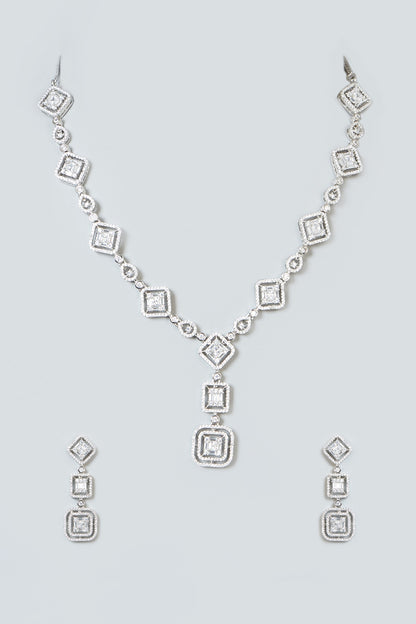 White Finish Zircon Necklace Set