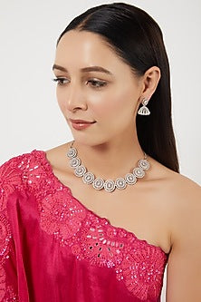 White Finish Zircon Choker Necklace Set