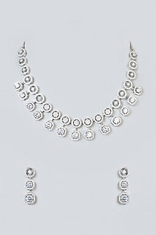 White Finish Zircon Necklace Set