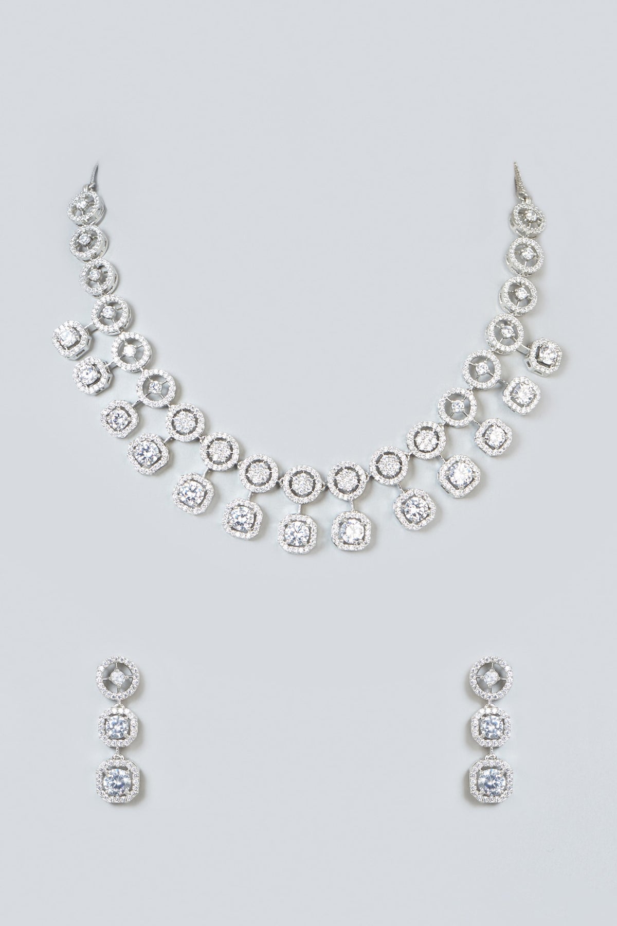 White Finish Zircon Necklace Set